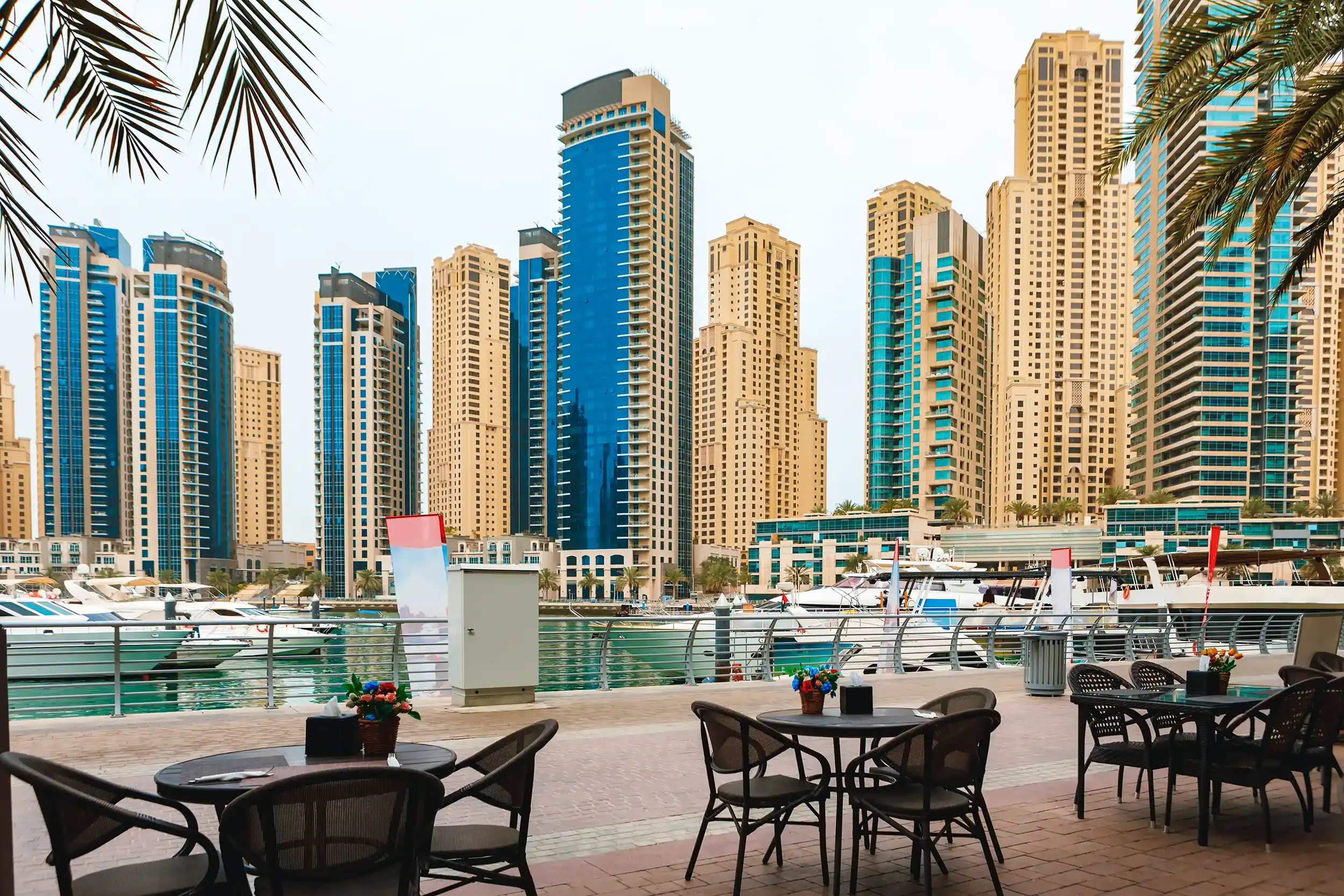 Dubai marina skyscrapers and port in Dubai for properties investors 2024